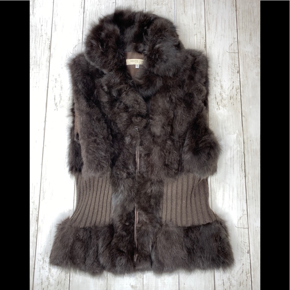 Centre Ville Paris Zip Rabbit Fur vest Size Small